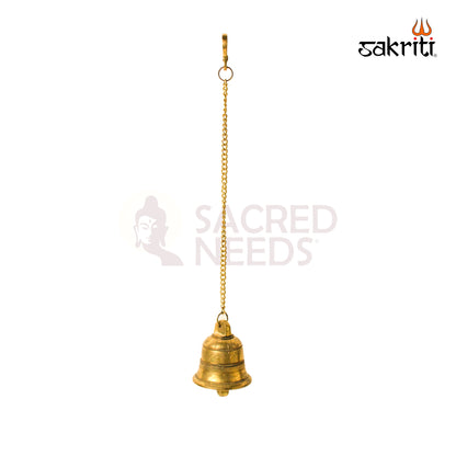 Brass Bell with Chain – 20 Inch Height | Traditional Hanging Temple Bell for Pooja Room & Home Decor