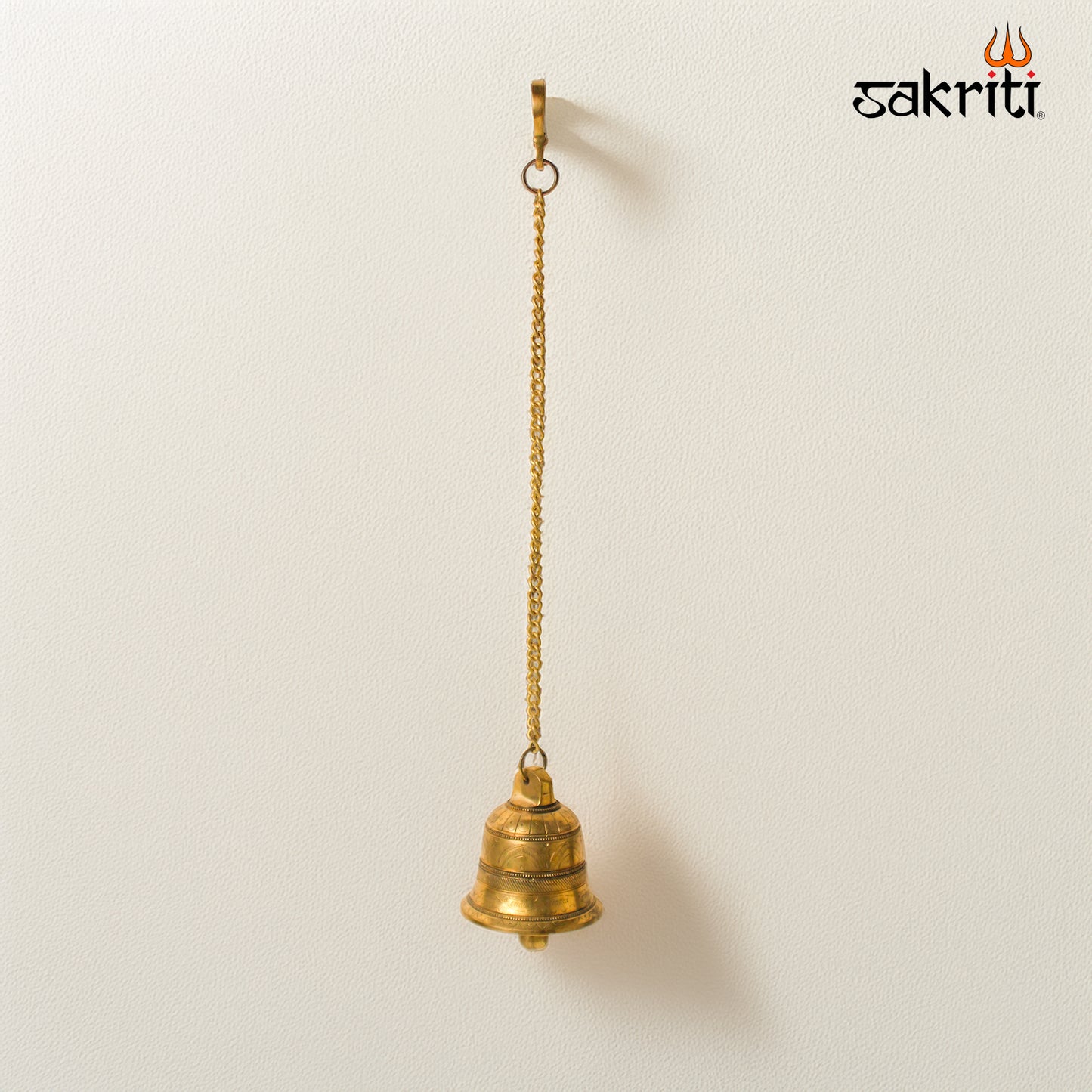 Brass Bell with Chain – 20 Inch Height | Traditional Hanging Temple Bell for Pooja Room & Home Decor