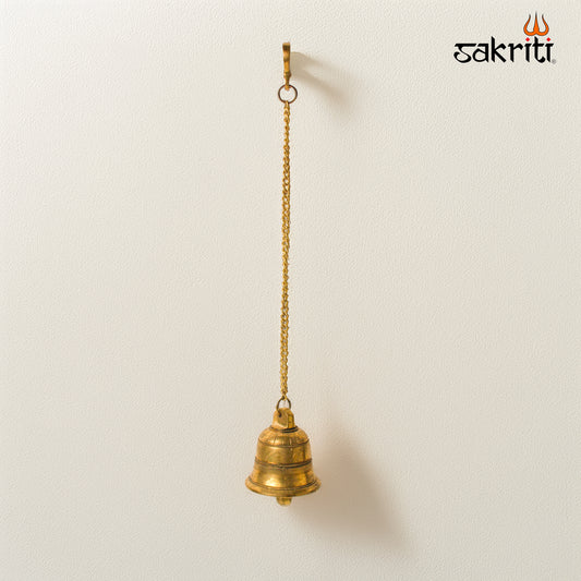 Brass Bell with Chain – 20 Inch Height | Traditional Hanging Temple Bell for Pooja Room & Home Decor