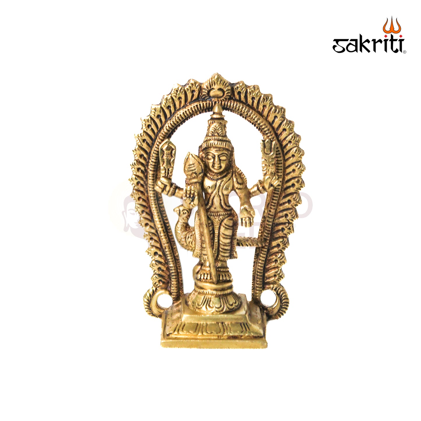 Brass Murugan with Arch – 4.8 Inch Height | Lord Murugan Idol for Pooja Room, Temple & Spiritual Decor