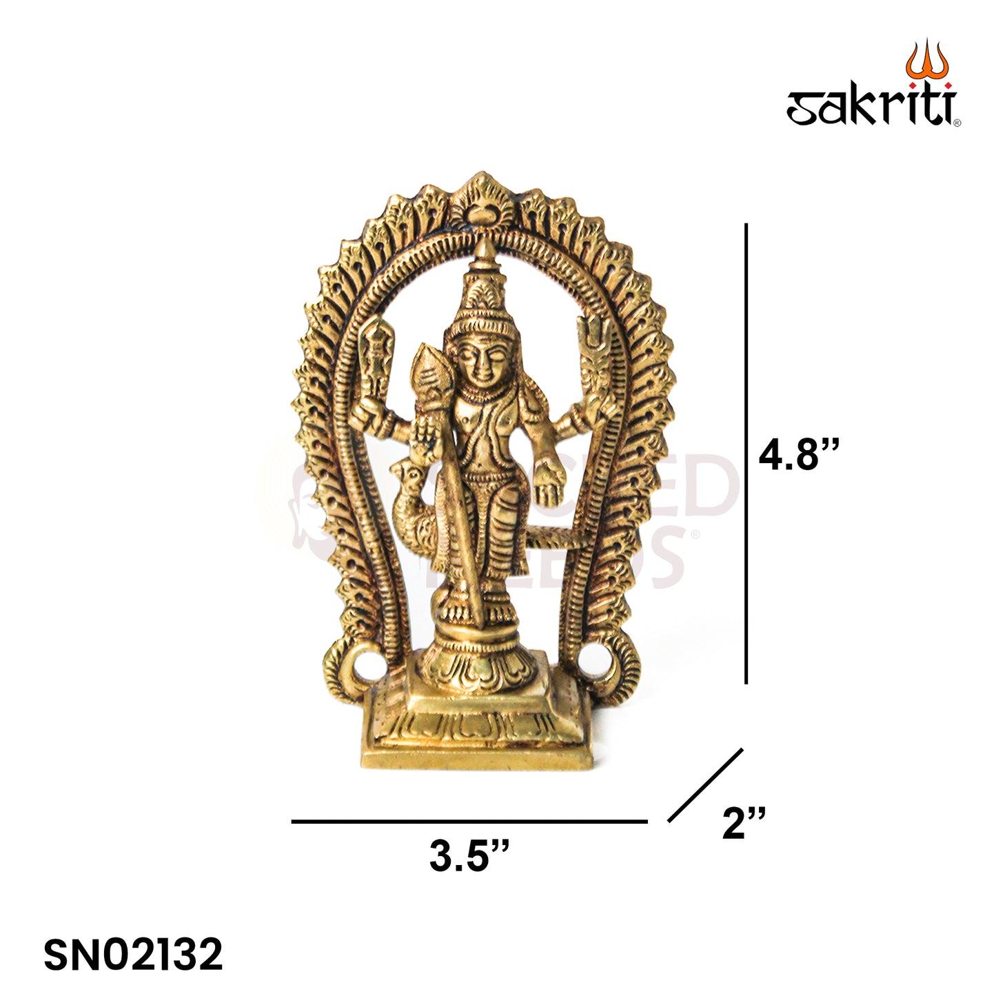 Brass Murugan with Arch – 4.8 Inch Height | Lord Murugan Idol for Pooja Room, Temple & Spiritual Decor