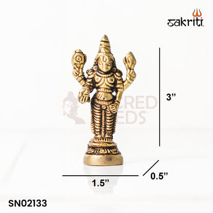 Brass Balaji – 3 Inch Height | Lord Venkateswara Idol for Pooja Room, Temple & Home Decor