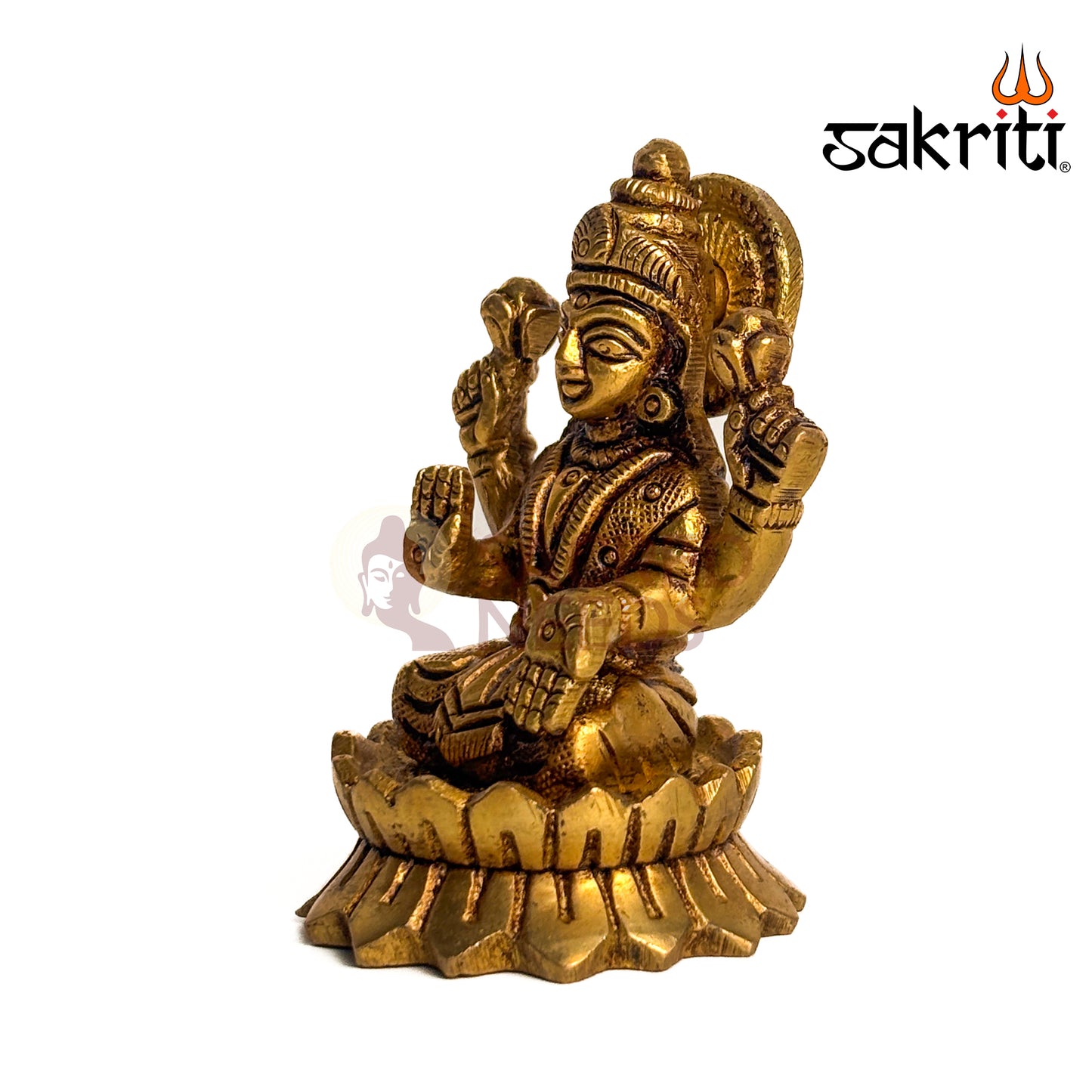 Brass Lotus Lakshmi – 3 Inch Height | Goddess Lakshmi on Lotus Idol for Temple, Pooja Room & Prosperity Decor