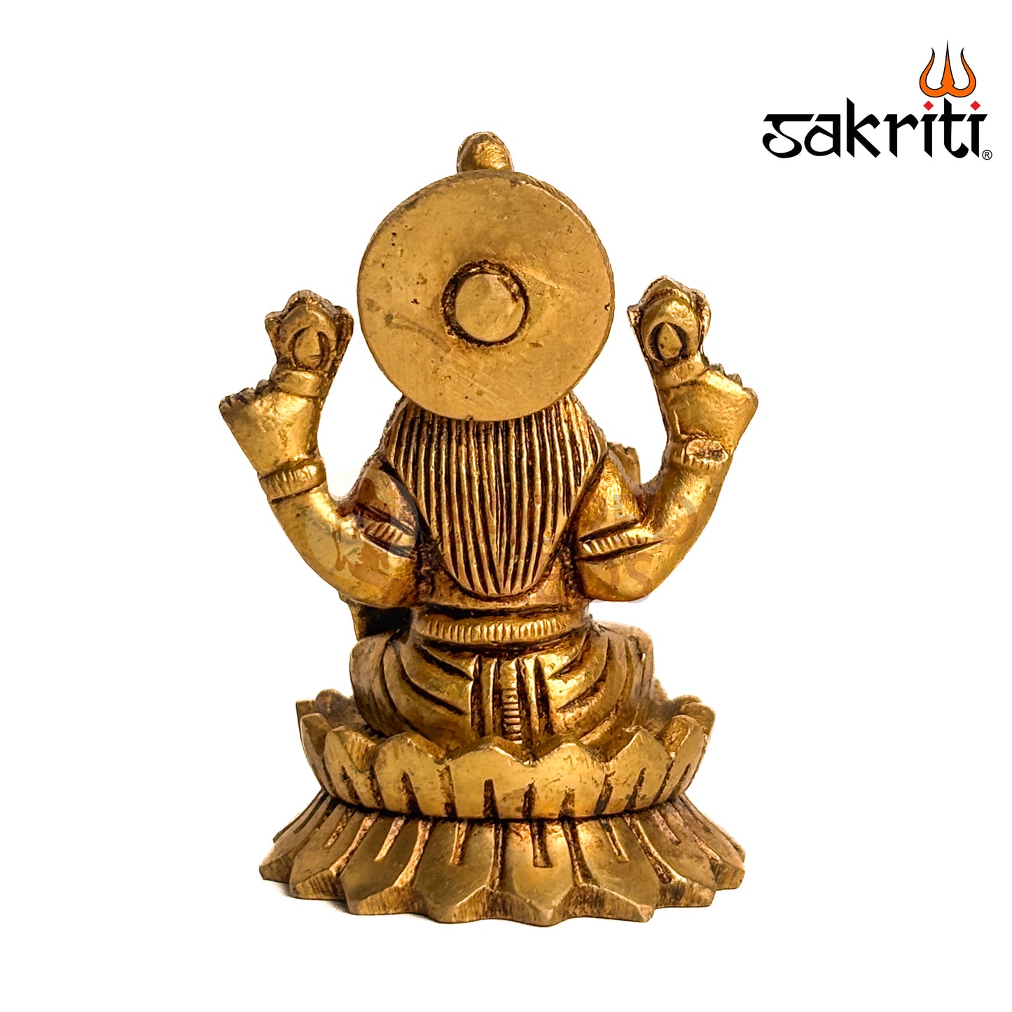 Brass Lotus Lakshmi – 3 Inch Height | Goddess Lakshmi on Lotus Idol for Temple, Pooja Room & Prosperity Decor