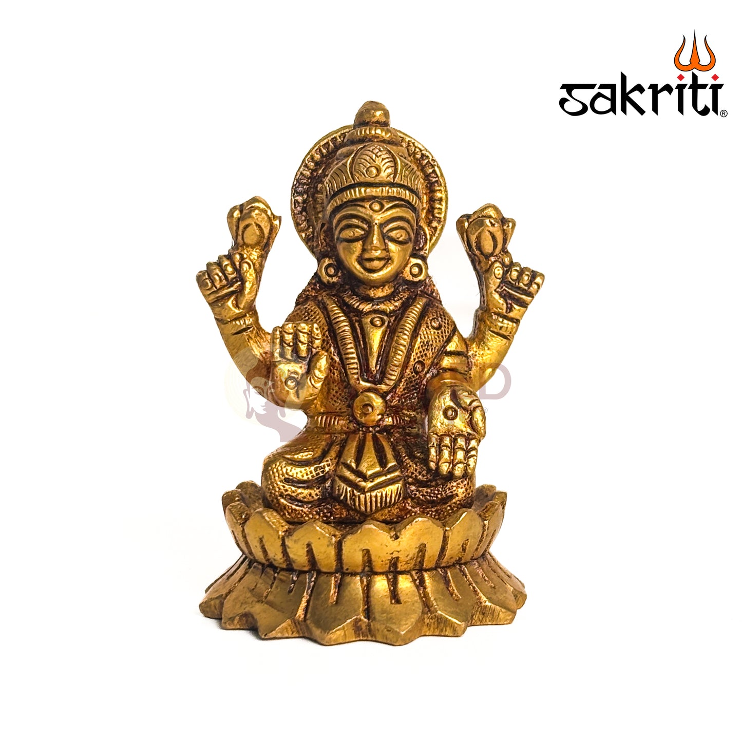 Brass Lotus Lakshmi – 3 Inch Height | Goddess Lakshmi on Lotus Idol for Temple, Pooja Room & Prosperity Decor