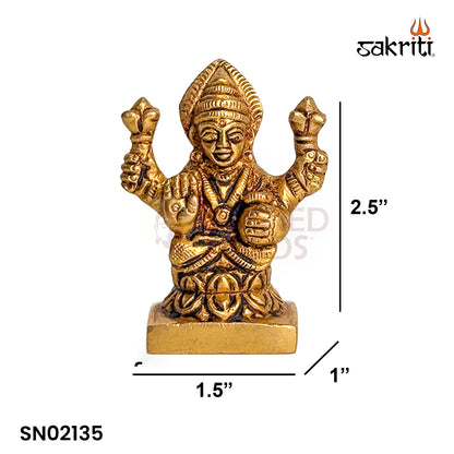Brass Lakshmi – 2.5 Inch Height | Goddess Lakshmi Idol for Temple, Pooja Room & Wealth Decor