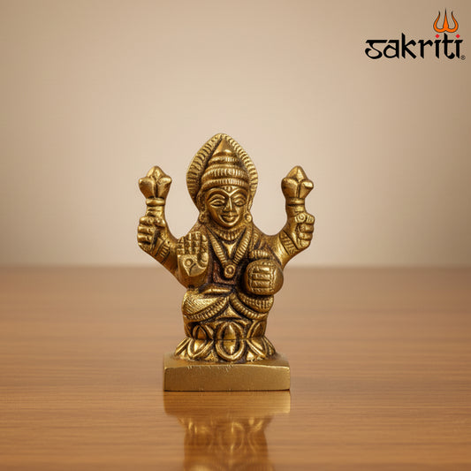 Brass Lakshmi – 2.5 Inch Height | Goddess Lakshmi Idol for Temple, Pooja Room & Wealth Decor