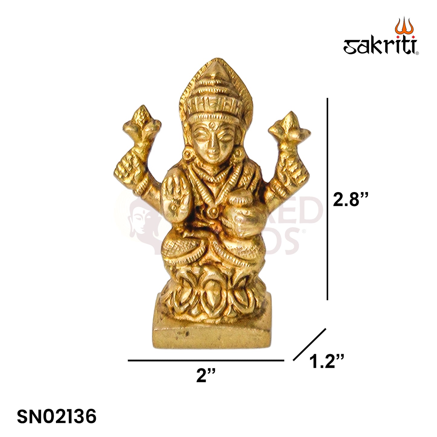 Brass Lakshmi – 2.8 Inch Height | Small Lakshmi Idol for Pooja Room, Temple & Home Decor
