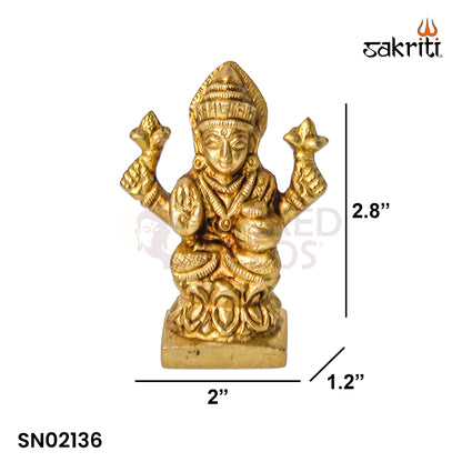 Brass Lakshmi – 2.8 Inch Height | Small Lakshmi Idol for Pooja Room, Temple & Home Decor