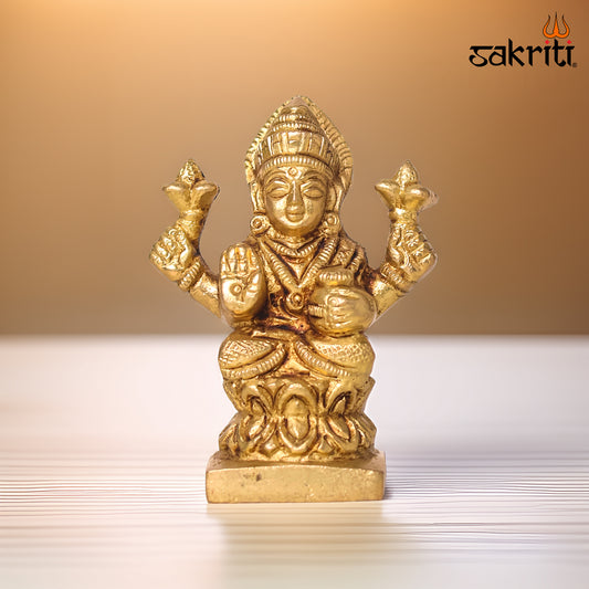 Brass Lakshmi – 2.8 Inch Height | Small Lakshmi Idol for Pooja Room, Temple & Home Decor
