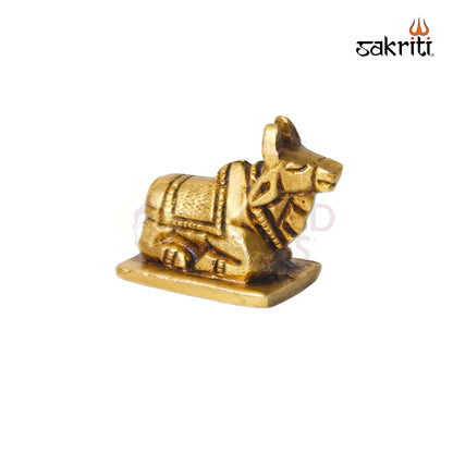 Brass Nandhi – 1.5 Inch Height | Sacred Bull Nandi Idol for Temple, Pooja Room & Spiritual Decor
