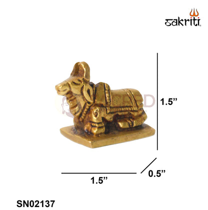 Brass Nandhi – 1.5 Inch Height | Sacred Bull Nandi Idol for Temple, Pooja Room & Spiritual Decor