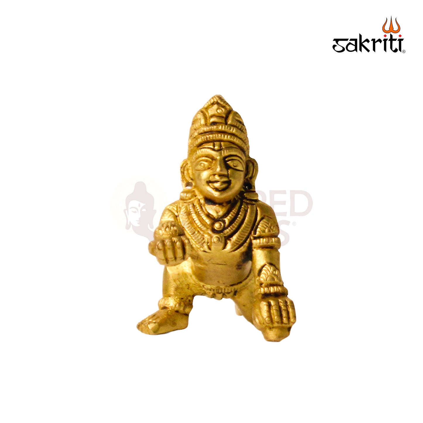 Brass Ladoo Krishna – 2.2 Inch Height | Baby Krishna with Ladoo Idol for Temple, Pooja Room & Home Decor