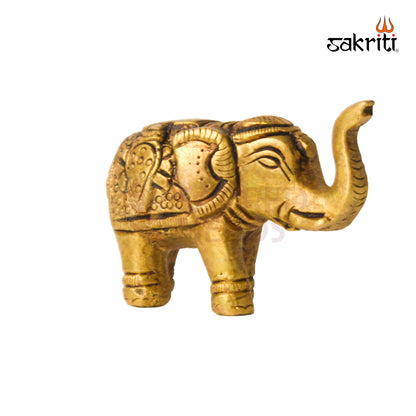 Brass Elephant – 1.7 Inch Height | Miniature Brass Elephant Idol for Pooja Room & Home Decor