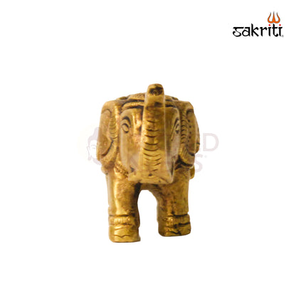 Brass Elephant – 1.7 Inch Height | Miniature Brass Elephant Idol for Pooja Room & Home Decor