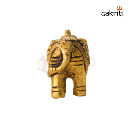 Brass Elephant – 1.7 Inch Height | Miniature Brass Elephant Idol for Pooja Room & Home Decor