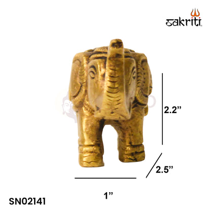Brass Elephant – 1.7 Inch Height | Miniature Brass Elephant Idol for Pooja Room & Home Decor