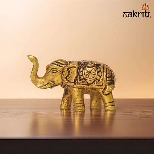 Brass Elephant – 1.7 Inch Height | Miniature Brass Elephant Idol for Pooja Room & Home Decor