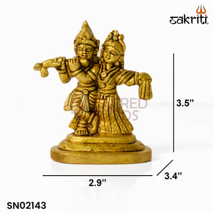 Brass Radha Krishna – 3.5 Inch Height | Brass Radha Krishna Idol for Temple, Pooja Room & Home Decor