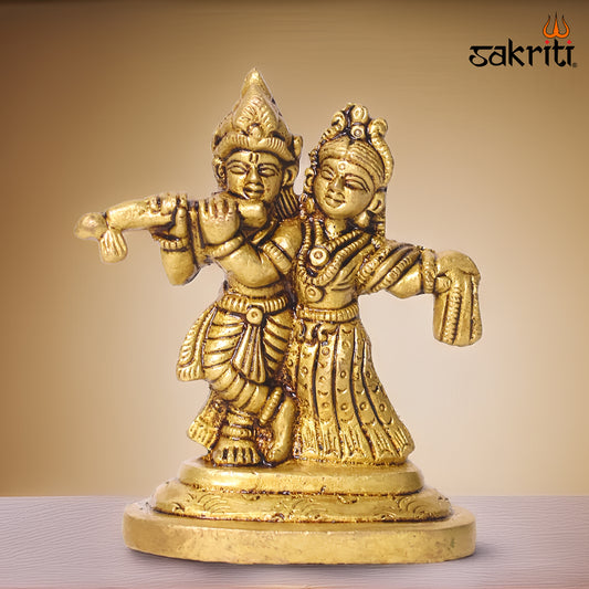 Brass Radha Krishna – 3.5 Inch Height | Brass Radha Krishna Idol for Temple, Pooja Room & Home Decor