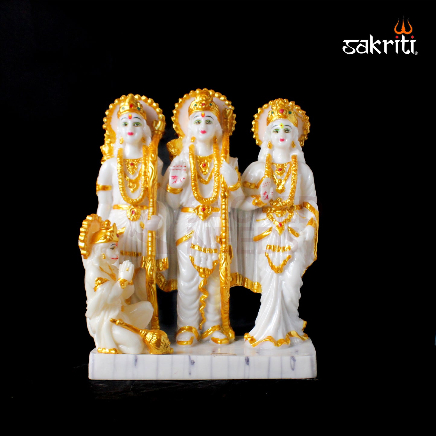 Marble Dust Ram Darbar – 10.5 Inch Height | Ram Darbar Idol Set for Temple, Pooja Room & Home Decor