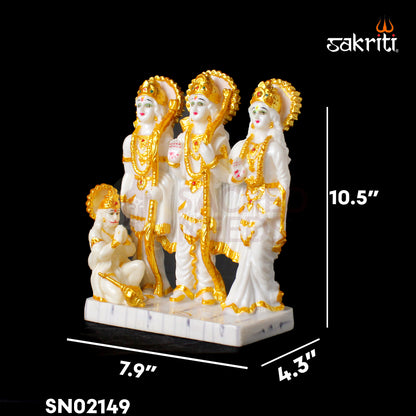 Marble Dust Ram Darbar – 10.5 Inch Height | Ram Darbar Idol Set for Temple, Pooja Room & Home Decor
