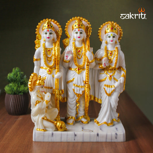 Marble Dust Ram Darbar – 10.5 Inch Height | Ram Darbar Idol Set for Temple, Pooja Room & Home Decor
