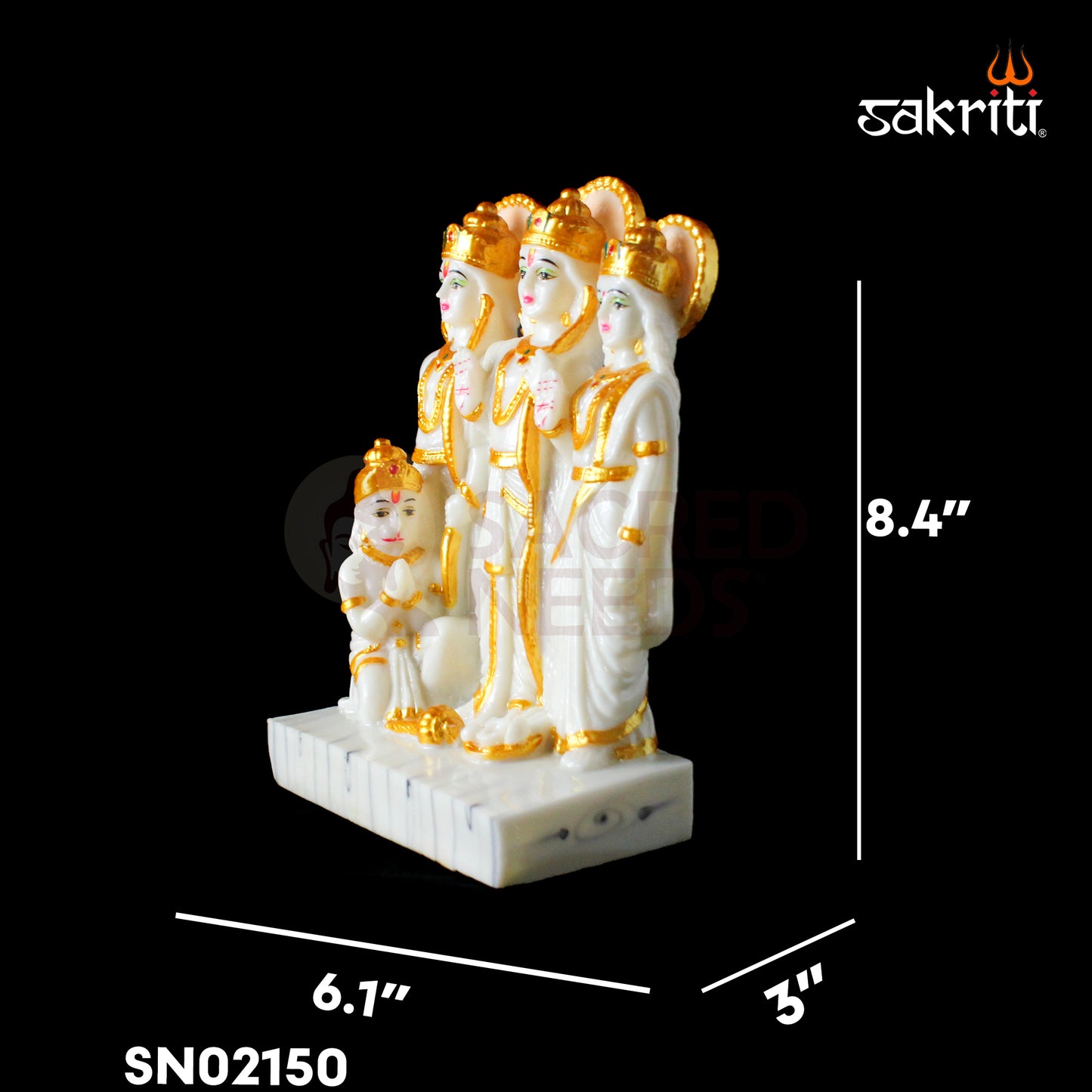 Marble Dust Ram Darbar – 8.4 Inch Height | Ram Darbar Idol Figurine for Temple & Spiritual Decor