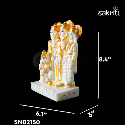 Marble Dust Ram Darbar – 8.4 Inch Height | Ram Darbar Idol Figurine for Temple & Spiritual Decor