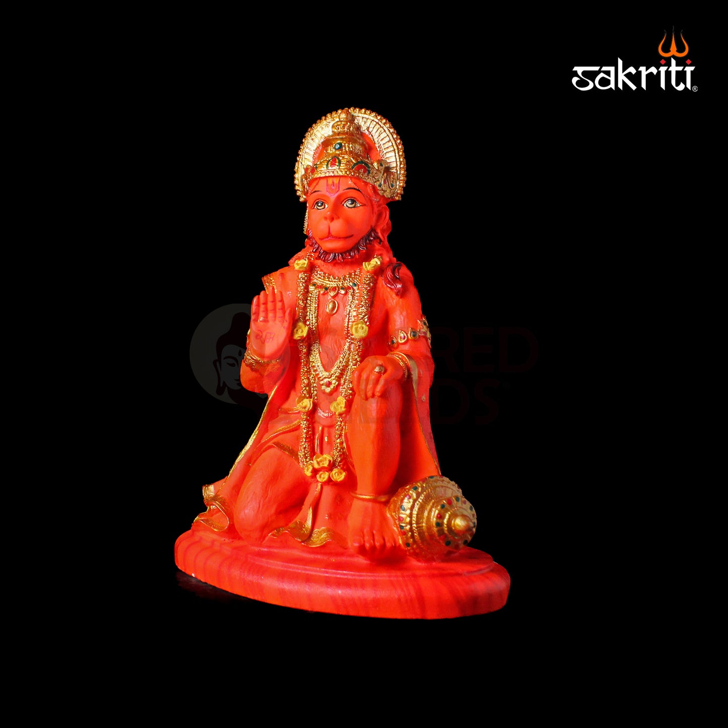 Marble Dust Hanuman Sindoor – 13.2 Inch Height | Devotional Idol for Pooja Room, Temple & Home Decor
