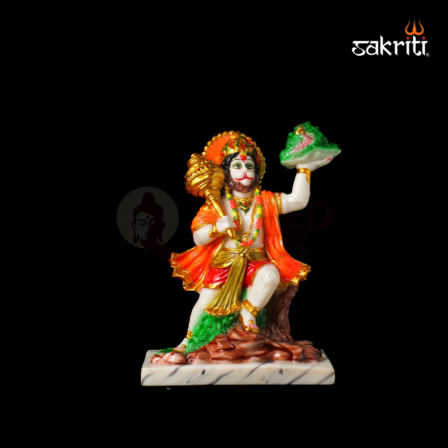 Marble Dust Hanuman – 11 Inch Height | Bajrangbali Hanuman Idol Statue for Temple & Spiritual Decor