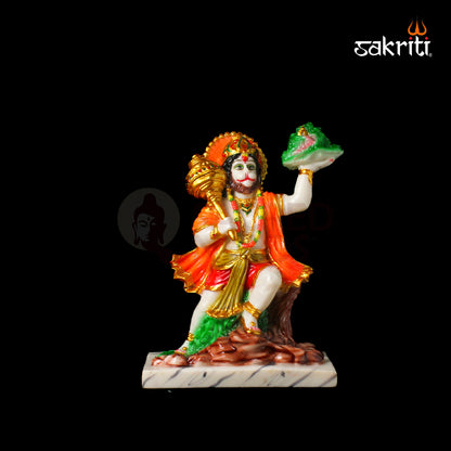 Marble Dust Hanuman – 11 Inch Height | Bajrangbali Hanuman Idol Statue for Temple & Spiritual Decor
