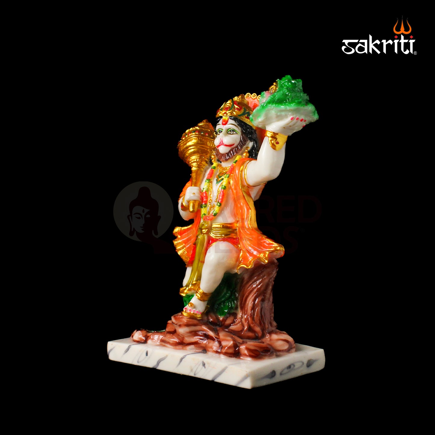 Marble Dust Hanuman – 11 Inch Height | Bajrangbali Hanuman Idol Statue for Temple & Spiritual Decor