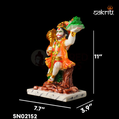 Marble Dust Hanuman – 11 Inch Height | Bajrangbali Hanuman Idol Statue for Temple & Spiritual Decor