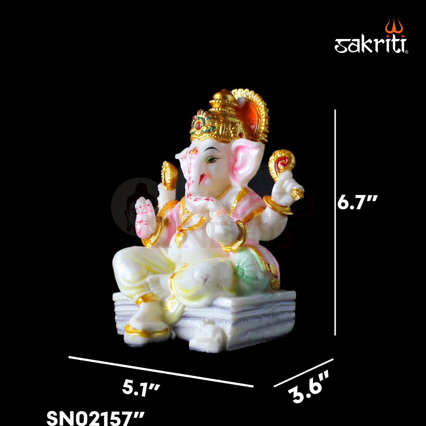 Marble Dust Ganesha – 6.7 Inch Height | Lord Ganesha Idol Statue for Temple, Pooja Room & Home Decor