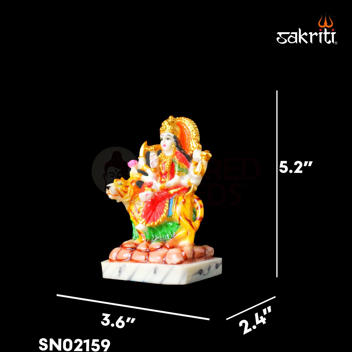 Marble Dust Durga – 5.2 Inch Height | Goddess Durga Idol Statue for Temple, Pooja Room & Home Decor