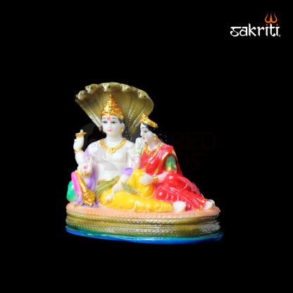 Marble Dust Vishnu Lakshmi Idol – 5.6 Inch Height | Pooja Room & Temple Decor