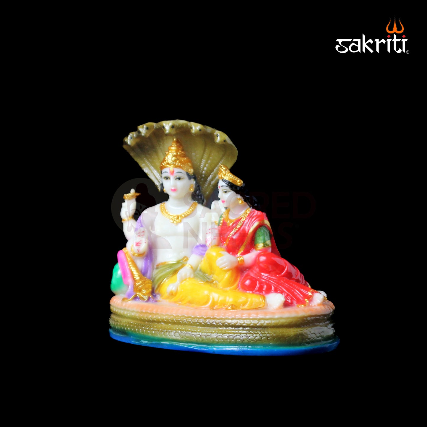 Marble Dust Vishnu Lakshmi Idol – 5.6 Inch Height | Pooja Room & Temple Decor