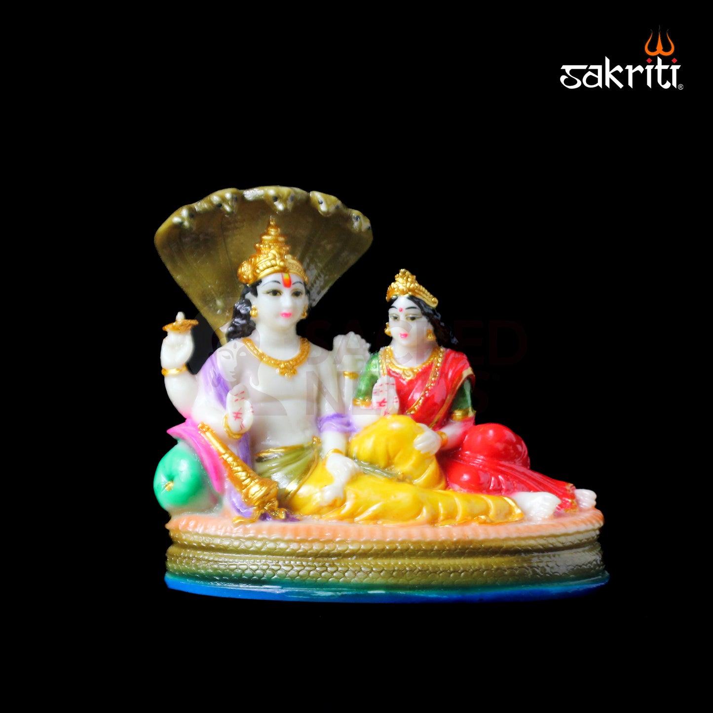 Marble Dust Vishnu Lakshmi Idol – 5.6 Inch Height | Pooja Room & Temple Decor