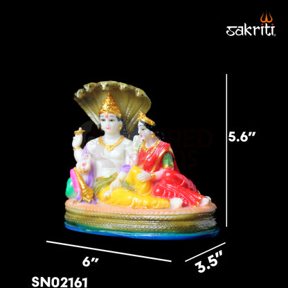 Marble Dust Vishnu Lakshmi Idol – 5.6 Inch Height | Pooja Room & Temple Decor