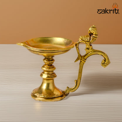 Brass Handle Arti – 5 Inch Height | Traditional Pooja Plate for Worship & Rituals