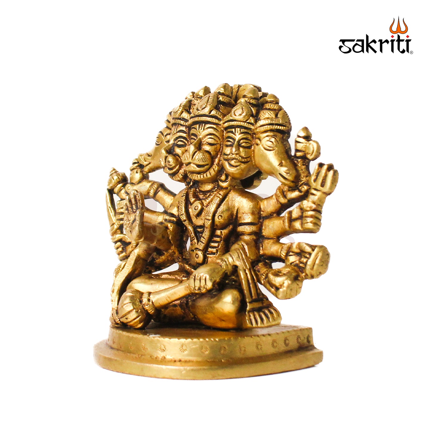 Brass 5-Mukhi Hanuman Idol – 3.9 Inch Height | Temple & Spiritual Home Decor