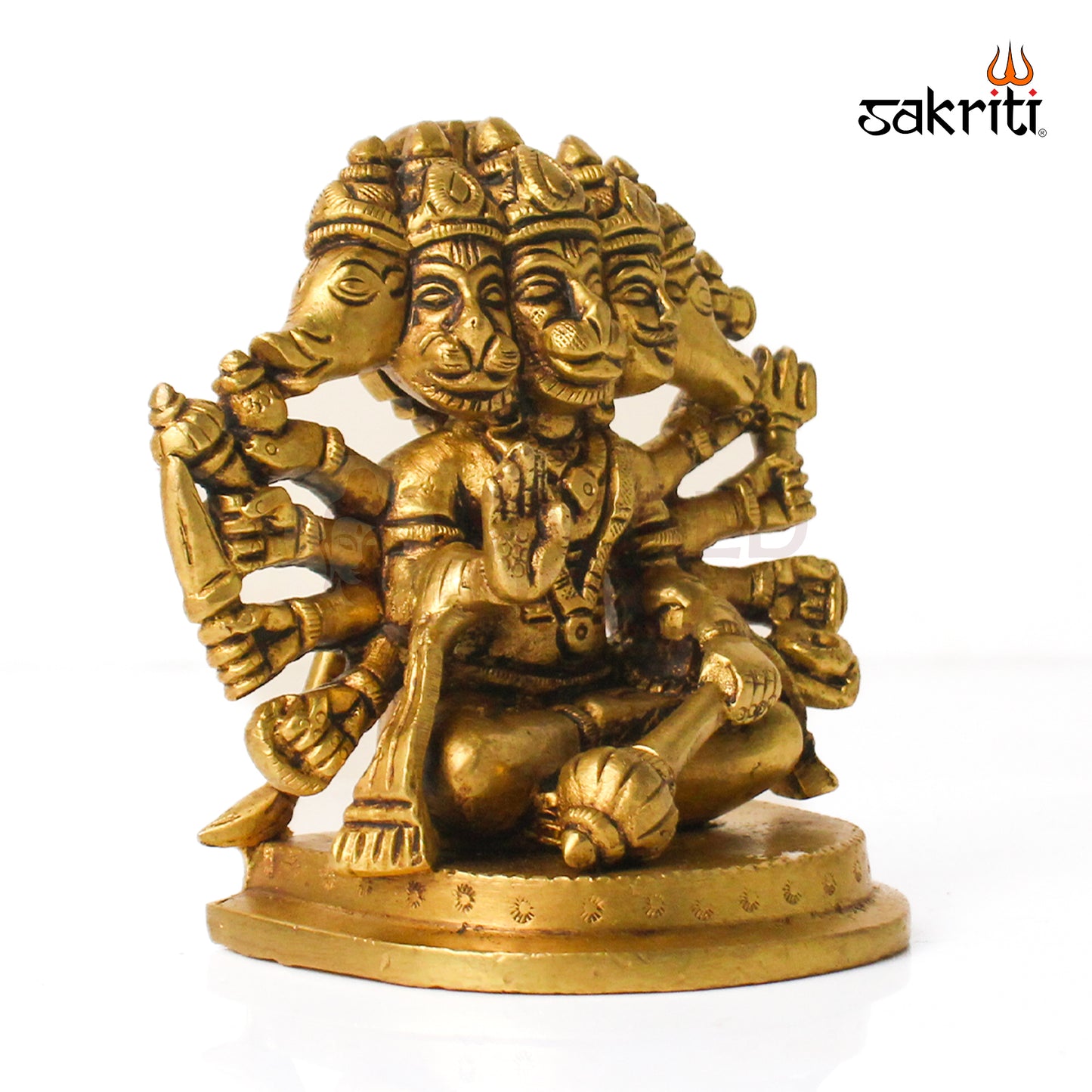 Brass 5-Mukhi Hanuman Idol – 3.9 Inch Height | Temple & Spiritual Home Decor