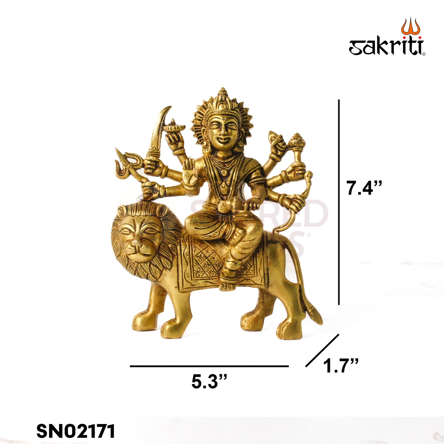 Brass Durga Idol – 7.4 Inch Height | Goddess Durga Statue for Pooja Room, Temple & Home Decor