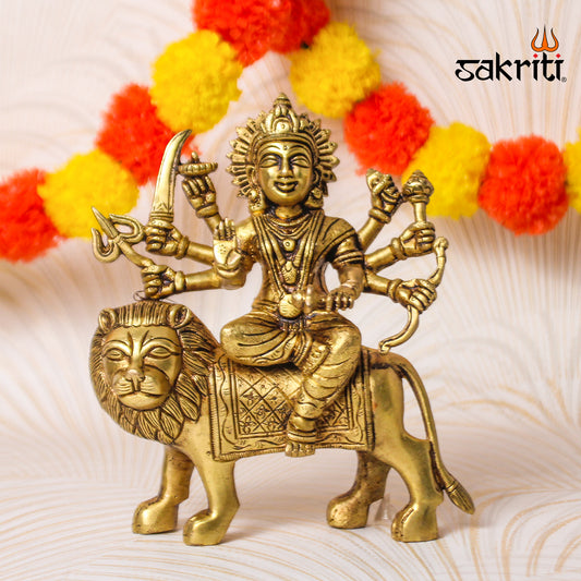 Brass Durga Idol – 7.4 Inch Height | Goddess Durga Statue for Pooja Room, Temple & Home Decor