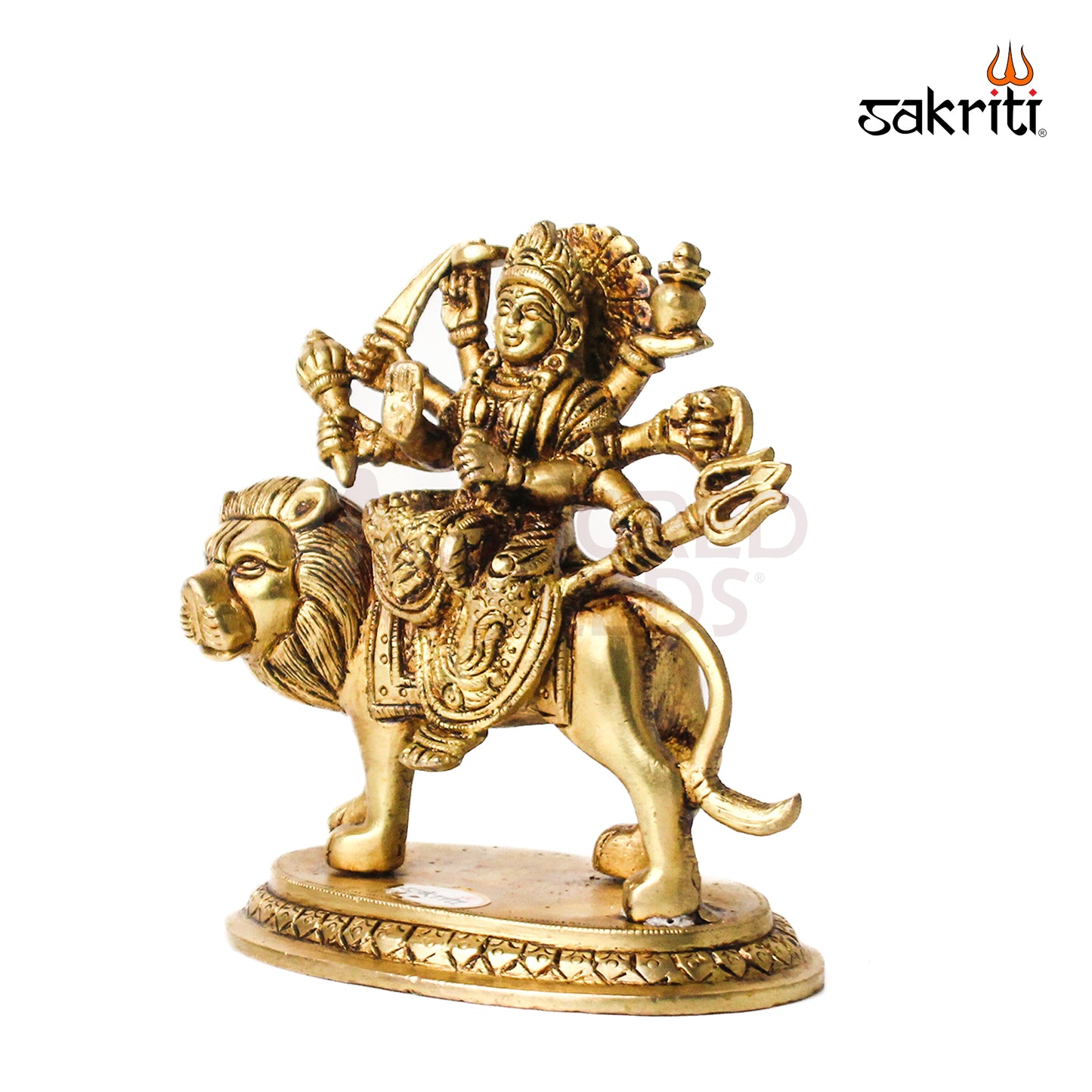 Brass Durga Idol – 6 Inch Height | Divine Goddess Durga Murti for Worship & Spiritual Decor
