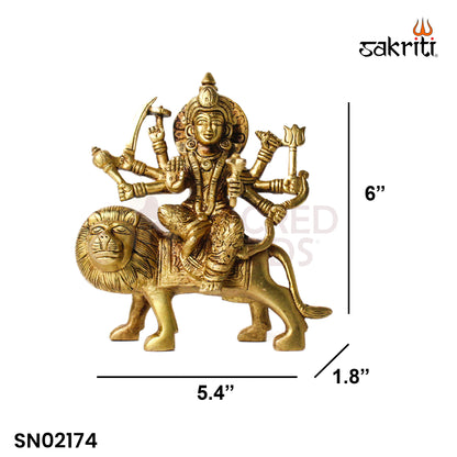 Brass Durga Idol – 5.4 Inch Height | Traditional Durga Statue for Home Temple & Vastu Decor