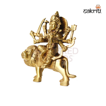 Brass Durga Idol – 5.4 Inch Height | Traditional Durga Statue for Home Temple & Vastu Decor