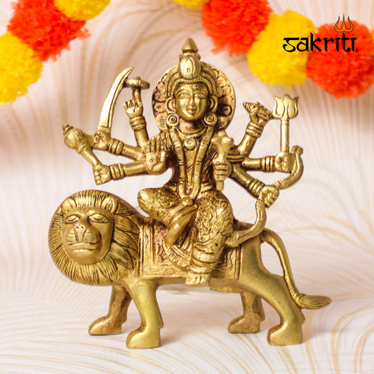 Brass Durga Idol – 5.4 Inch Height | Traditional Durga Statue for Home Temple & Vastu Decor