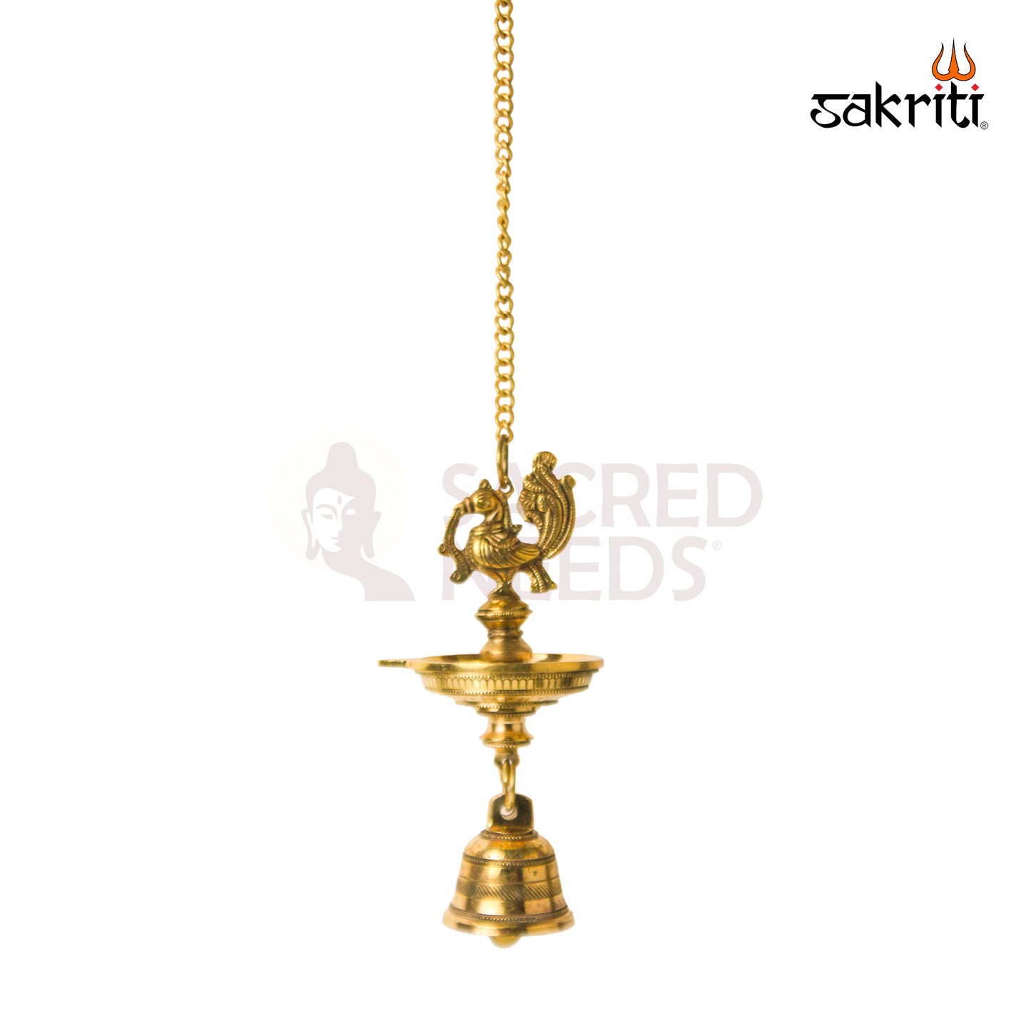 Brass 1 Face Annam Vilakku with Bell – 22.5 Inch Height | Traditional Deepam Lamp for Pooja & Home Decor